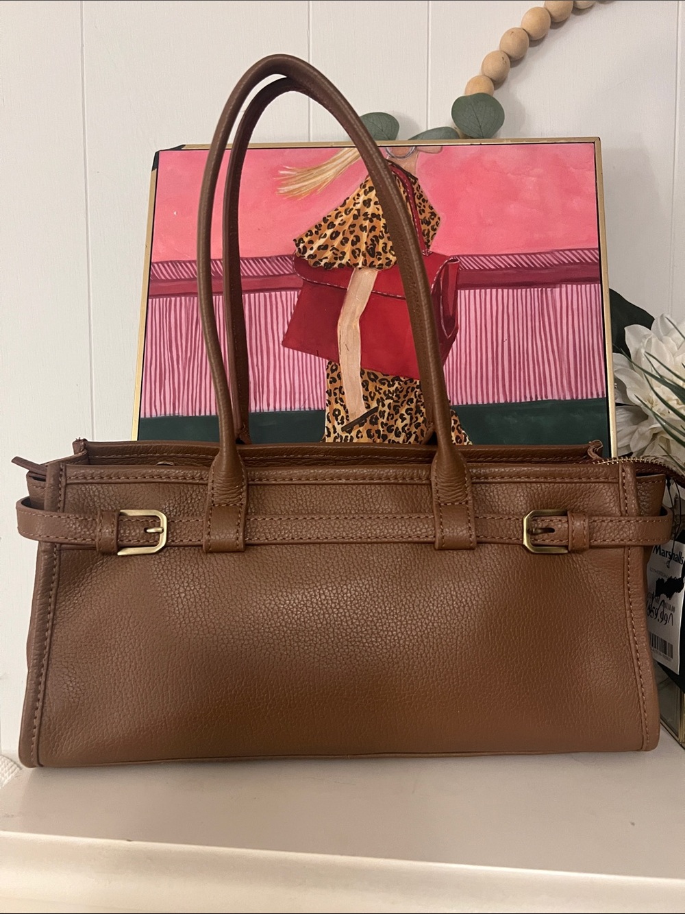 NWT Women’s Genuine Leather Brown Leather Top-Handle Tote